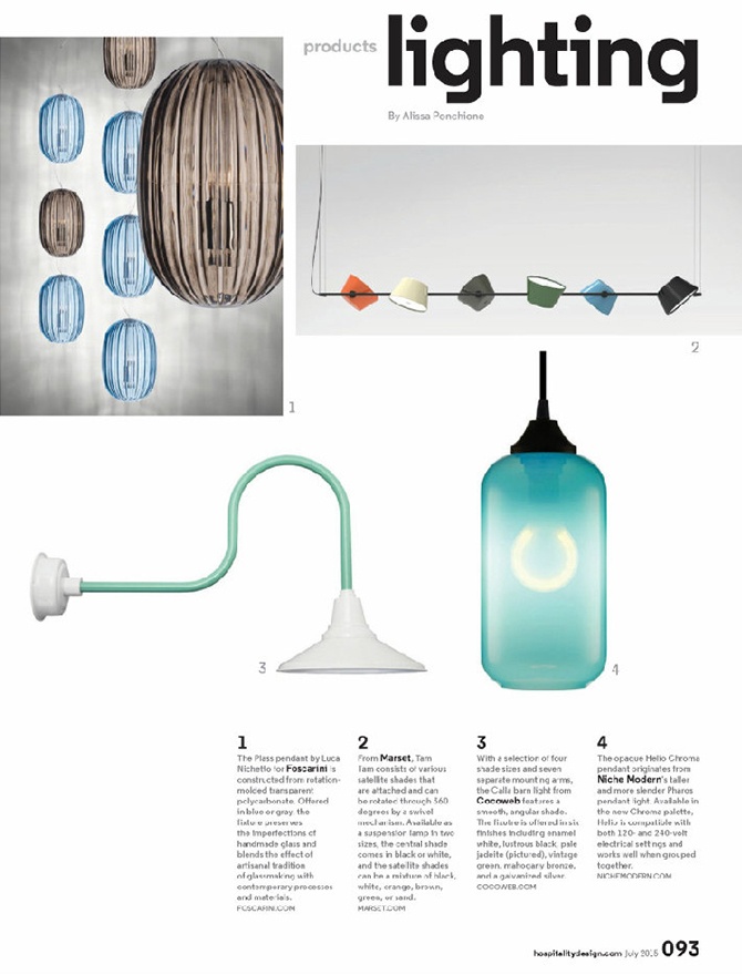 modern lighting inside Hospitality Design magazine