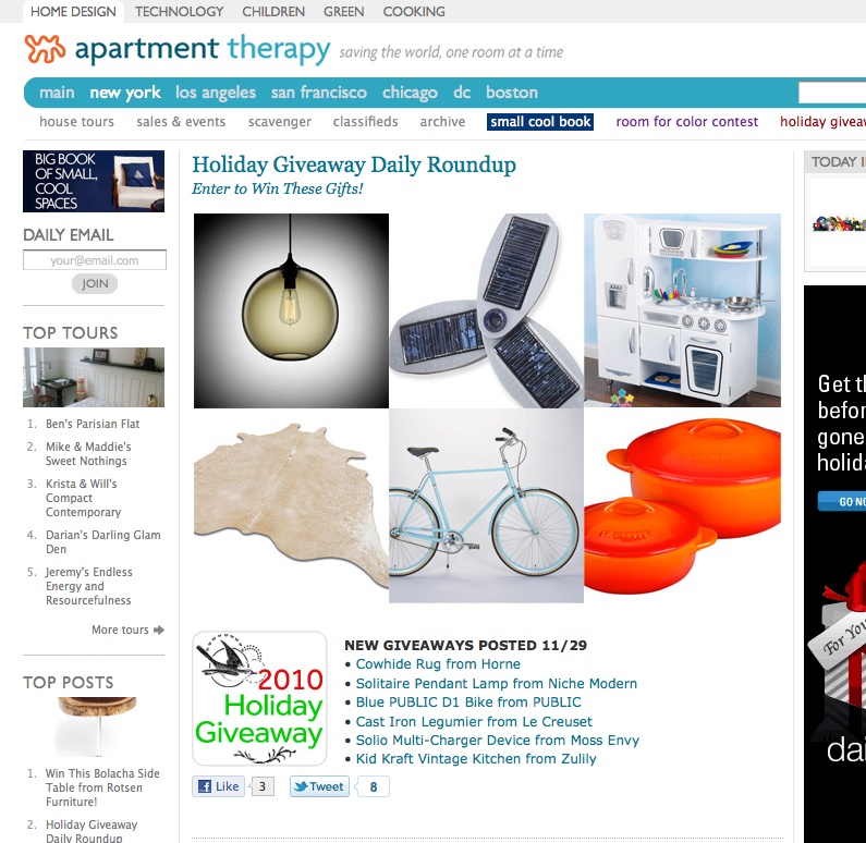 Niche Modern Solitaire pendant light in the Apartment Therapy Holiday Giveaway