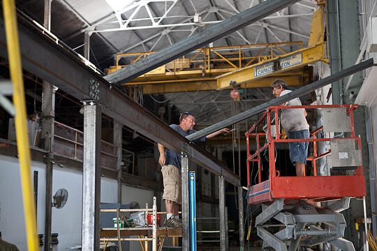 The hot shop hood room is assembled