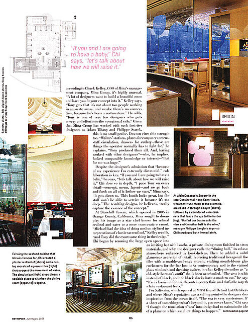 Metropolis Magazine featuring Niche Modern lighting at Spoon restaurant