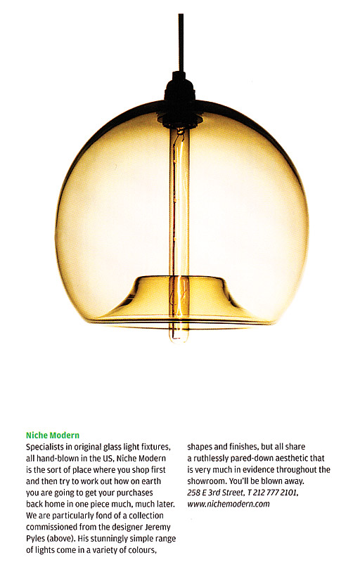Wallpaper* features Niche Modern pendant lighting in its design guide