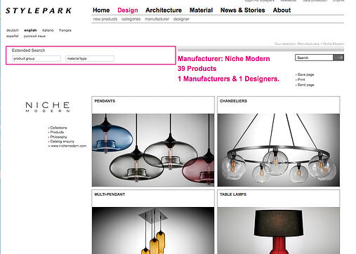 Niche Modern lighting featured on Stylepark of Frankfurt, Germany
