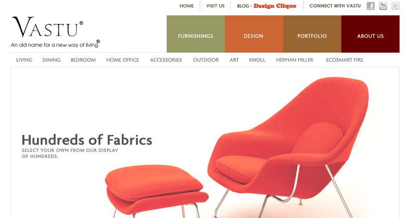 Home page of Vastu Contemporary Furniture Store in Washington DC