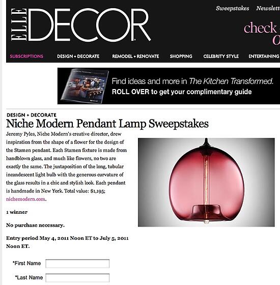 A Stamen Pendant is up for grabs at Elle Decor