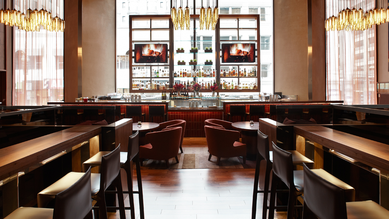 Modern Lighting Blog Stuart Akers Jr Oneup Lounge Features Pharos Pack 9 Modern Chandelier