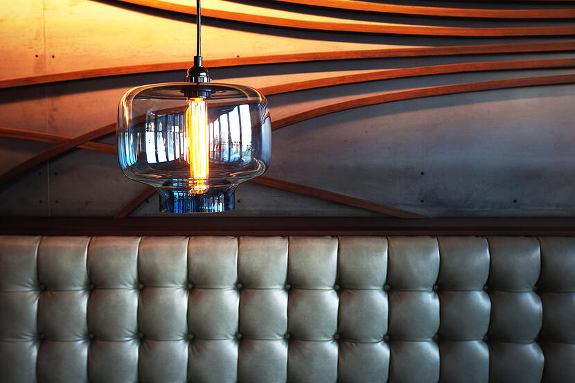 Niche Modern's Oculo pendant in sapphire - Modern restaurant lighting