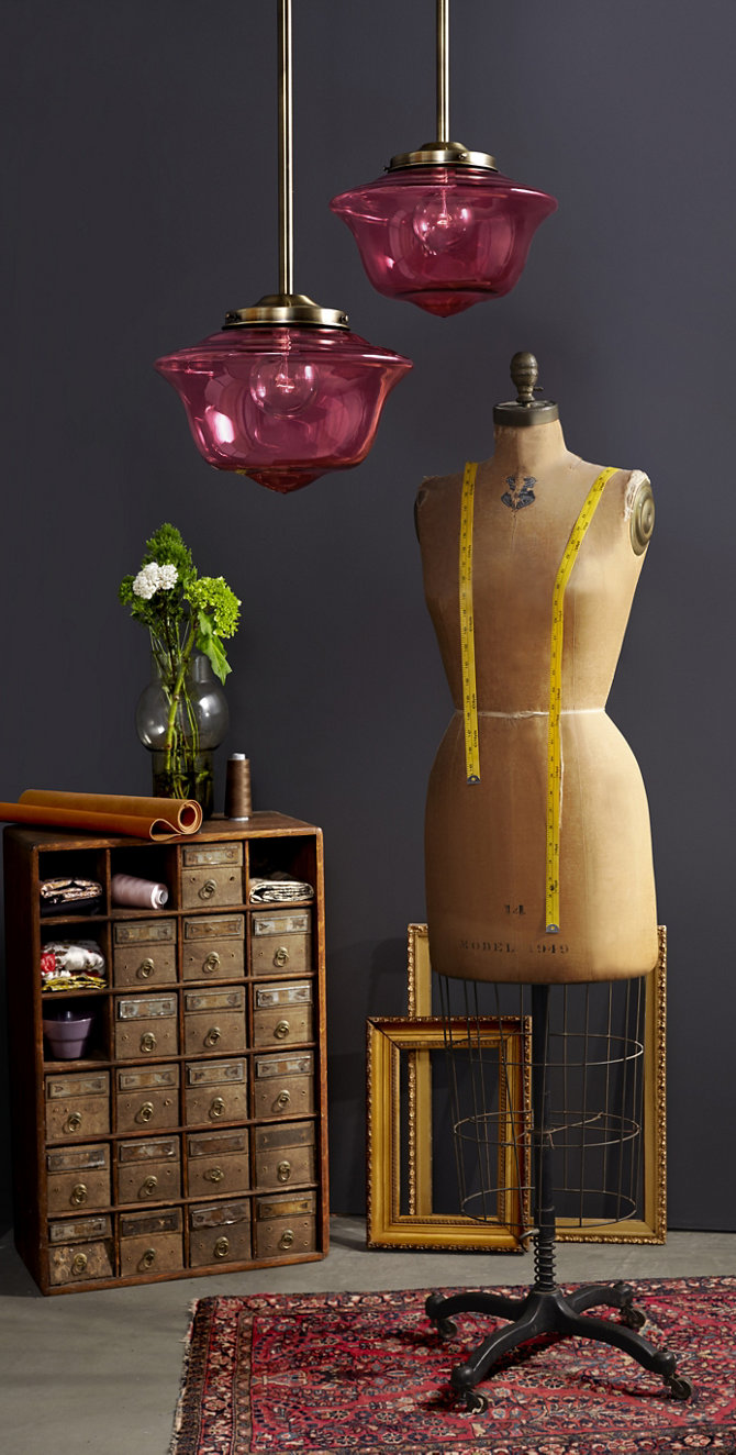 pink glass pendant lighting