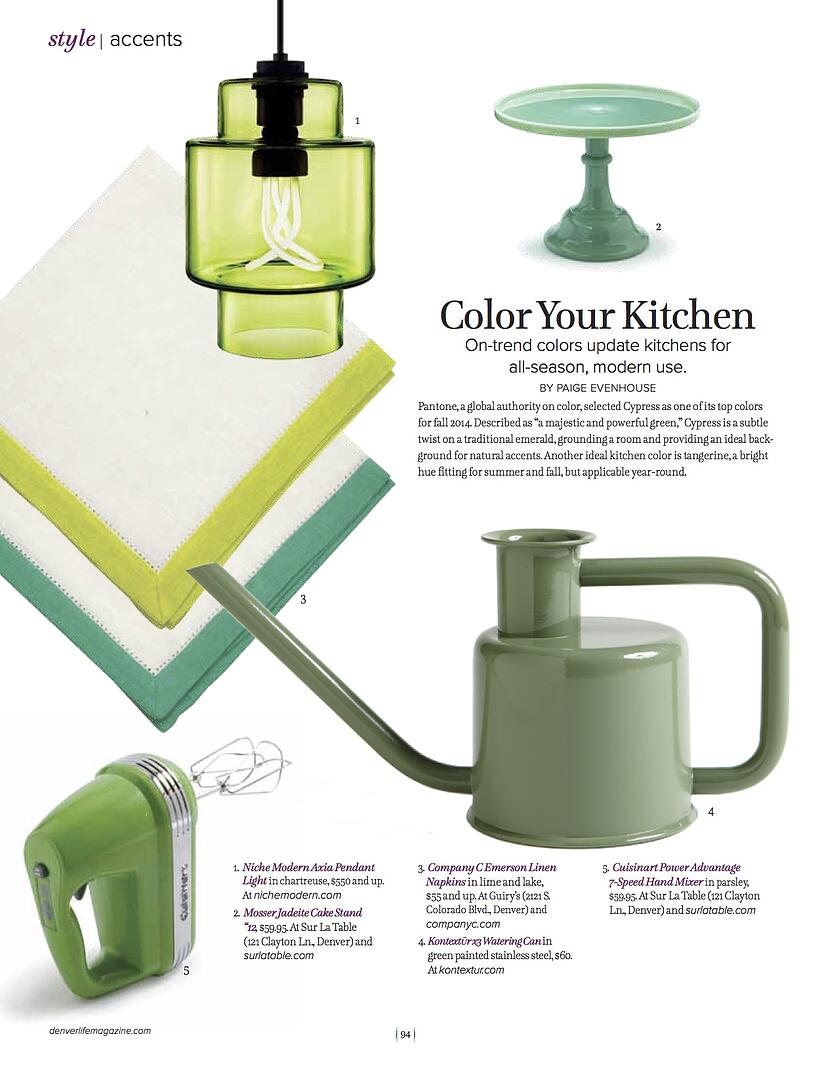 Chartreuse Axia in Denver Life Magazine