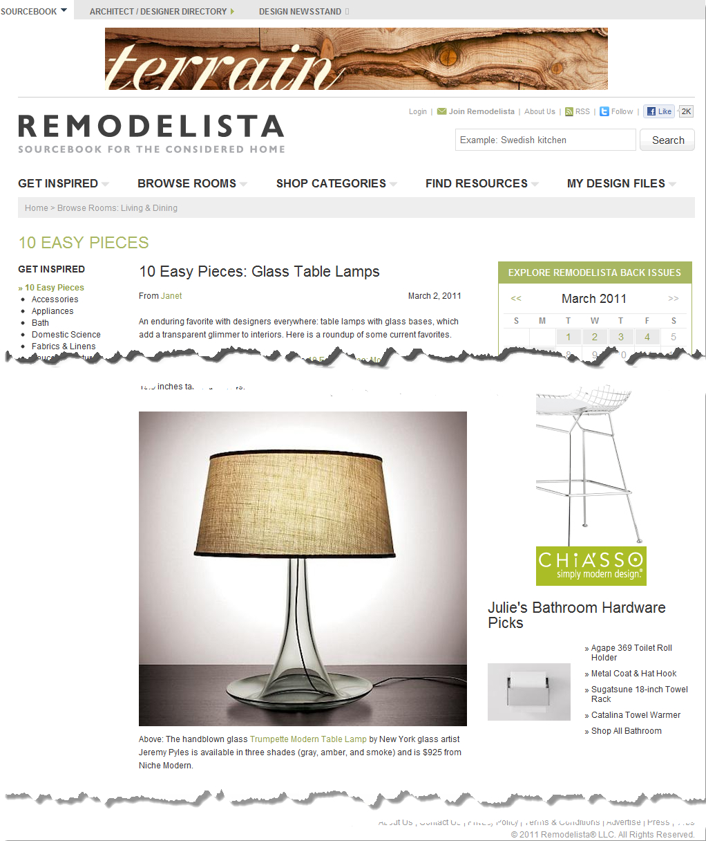 Trumpette featured in Remodelista Table Lamp round-up