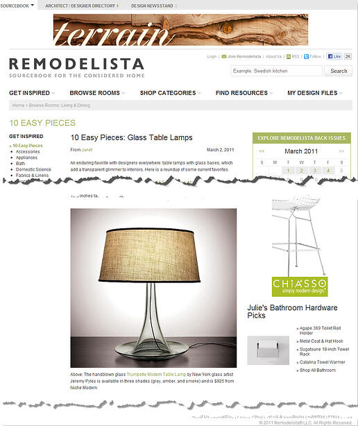 Trumpette featured in Remodelista Table Lamp round-up