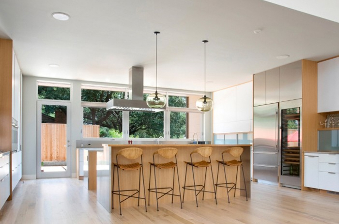 Terra Lights with Incandescent Filament Bulbs over a kitchen island