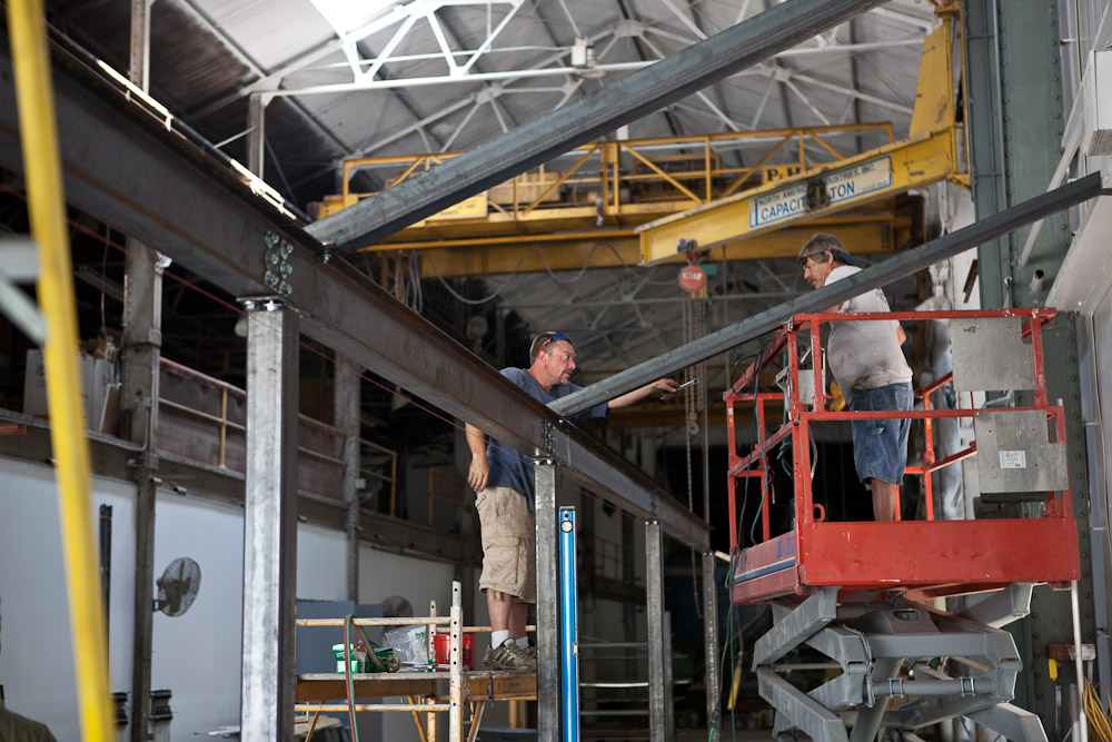 The hot shop hood room is assembled