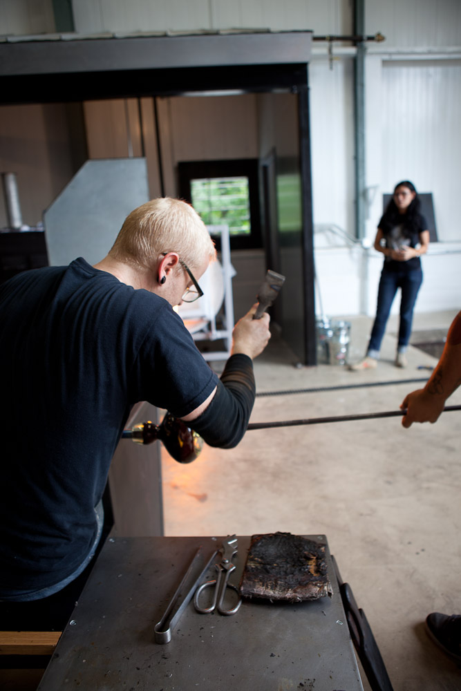 Adam Holtzinger in his First Round of Glass Blowing in our New Studio