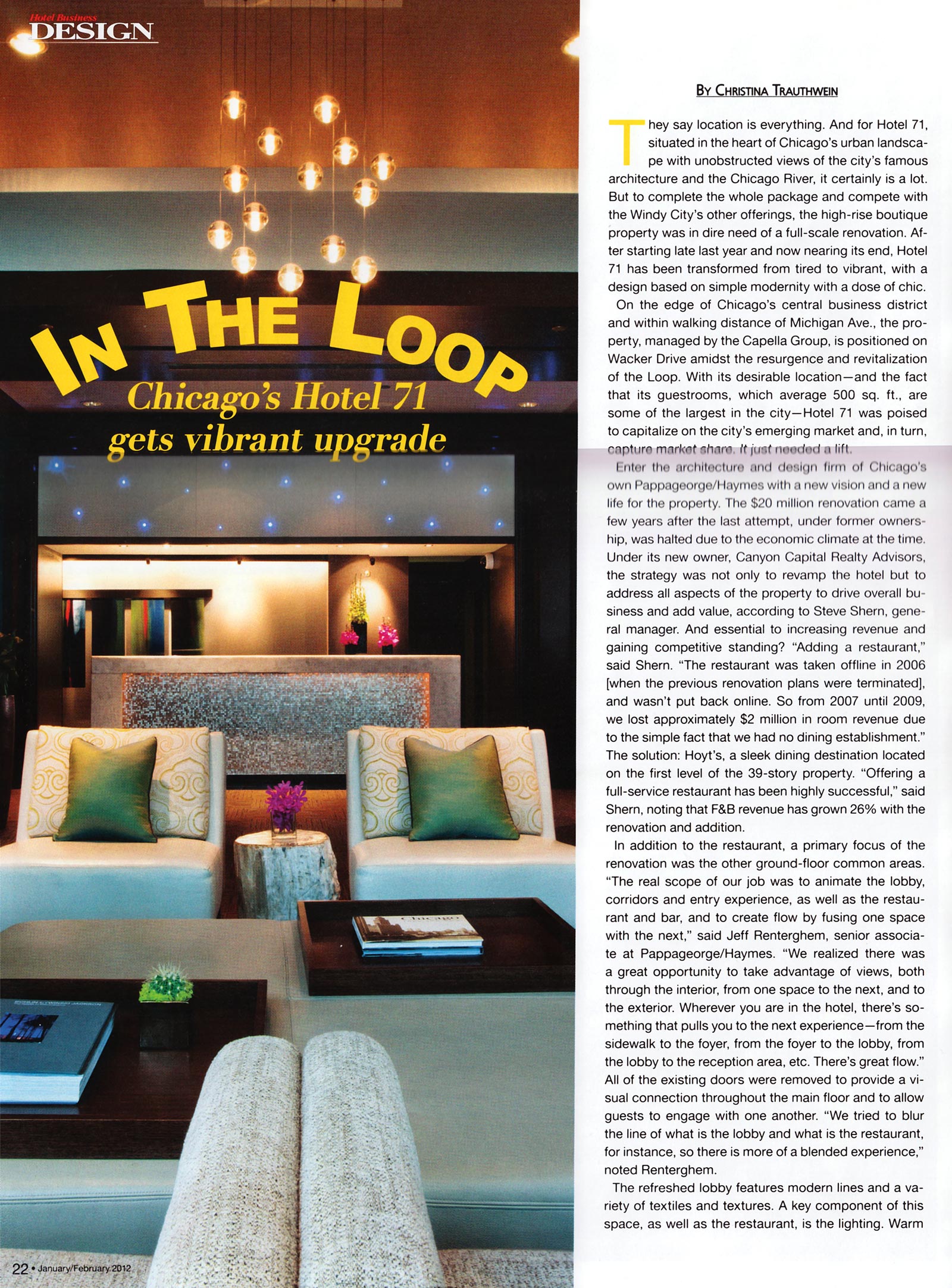 Hotel 71 in Chicago featured Niche Modern Pendant Lighting