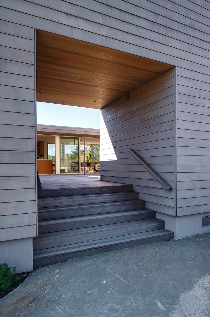 Looking into the Courtyard from the Exterior of this Amagansett Home