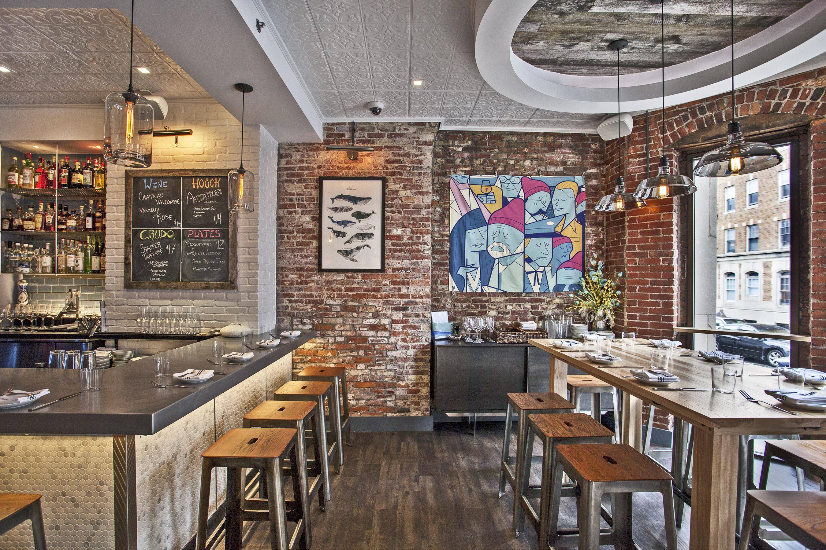 Niche's Pod glass pendant lighting can be seen at Select Oyster in Boston MA