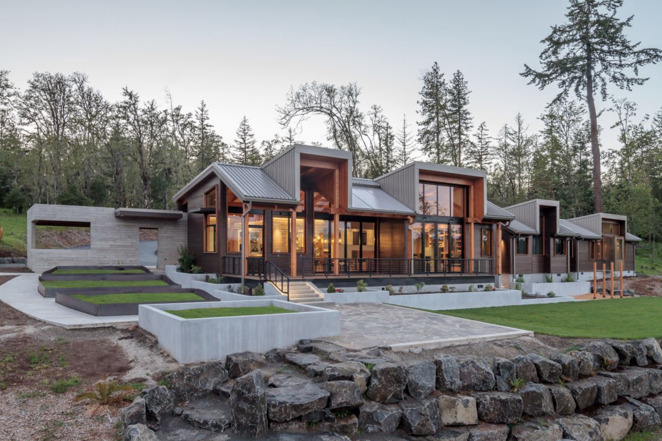 timberidge home 2forms architecture with niche glass pendant lighting