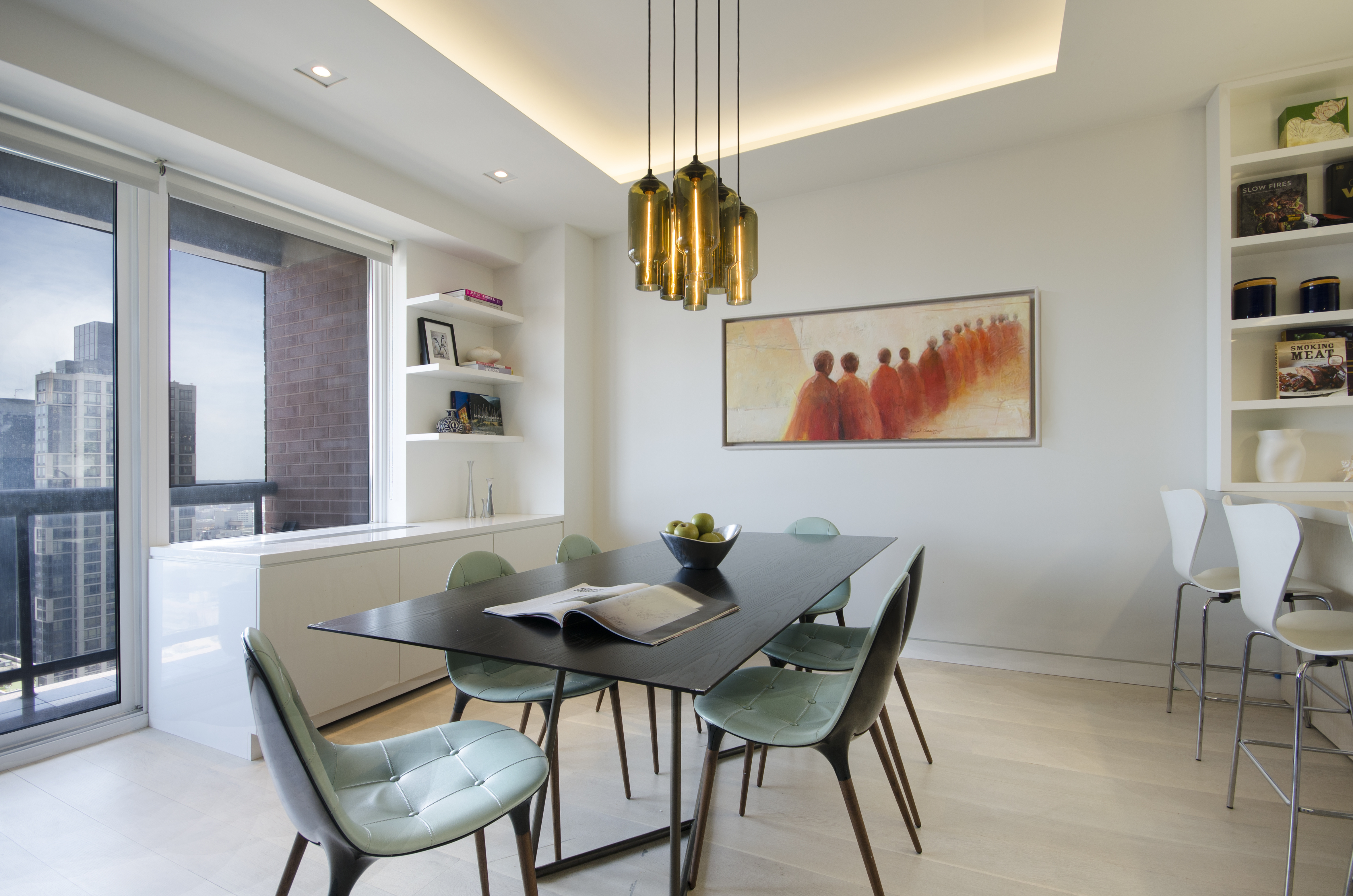 Upper East Duplex Upper East Duplex Pack-6 Pharos Canopy Glass Lighting Dining Room