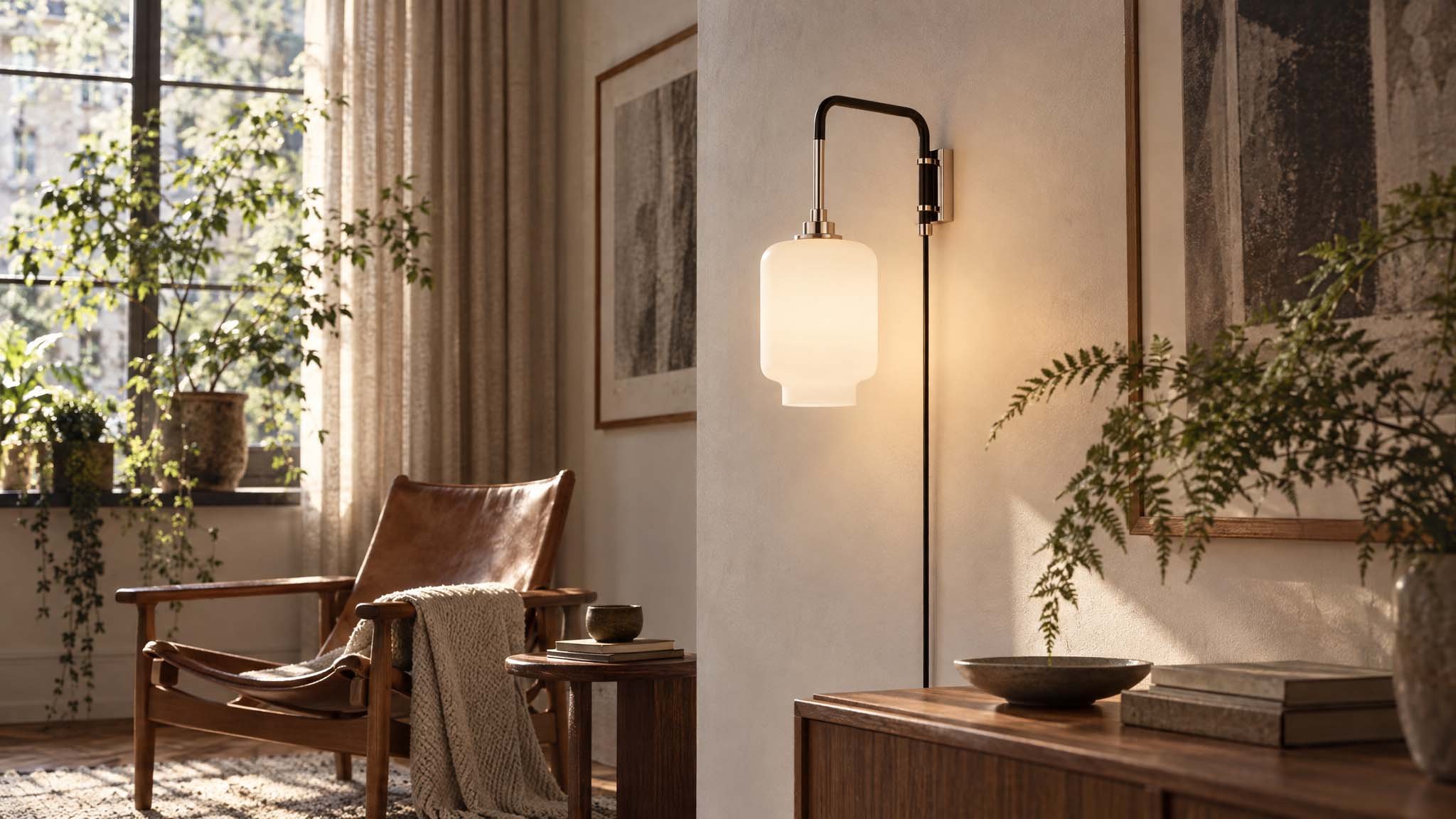 Lutron Native by Design Niche Calla Opalia Swing Sconce
