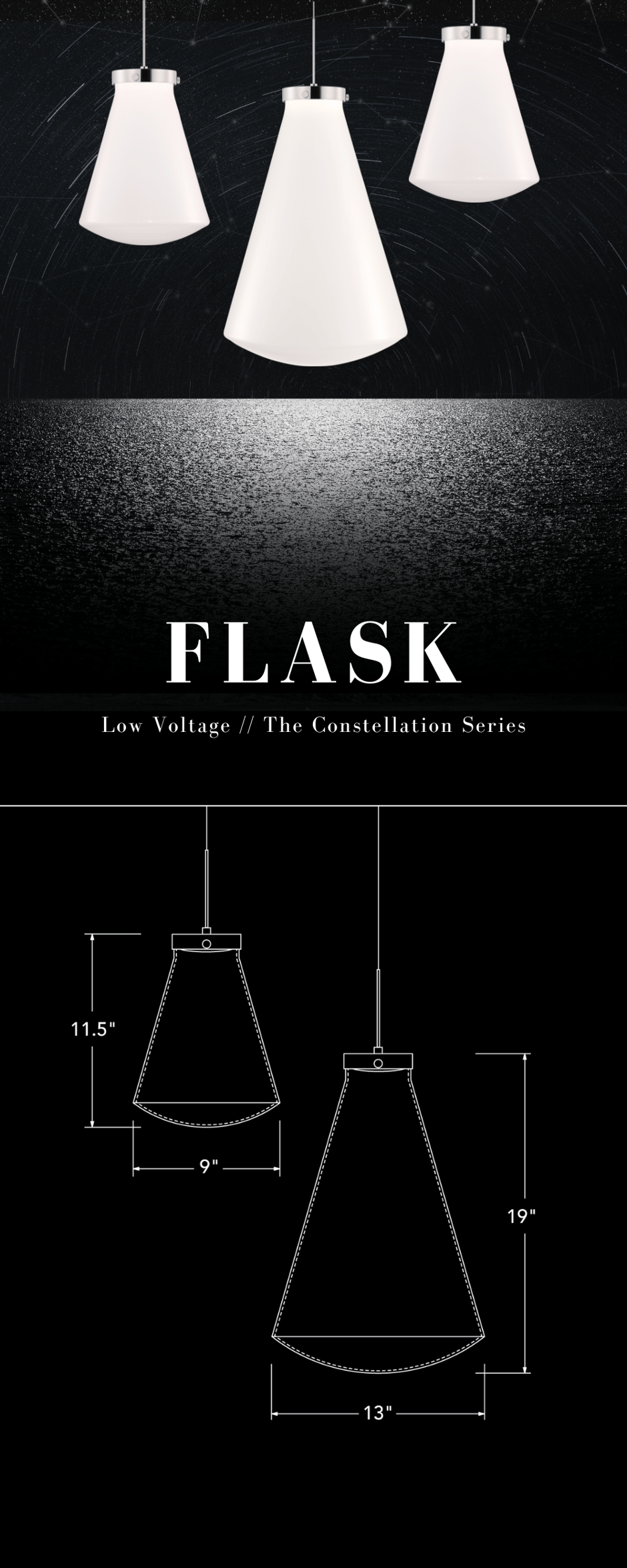 Handmade Glass Pendant Lighting Flask Low Voltage