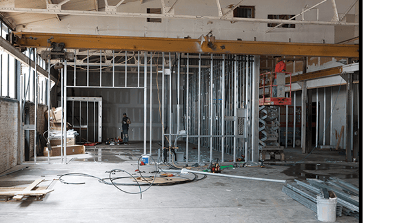 modern lighting company renovates interior of factory building