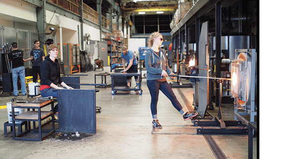 modern lighting company glassblowing facility