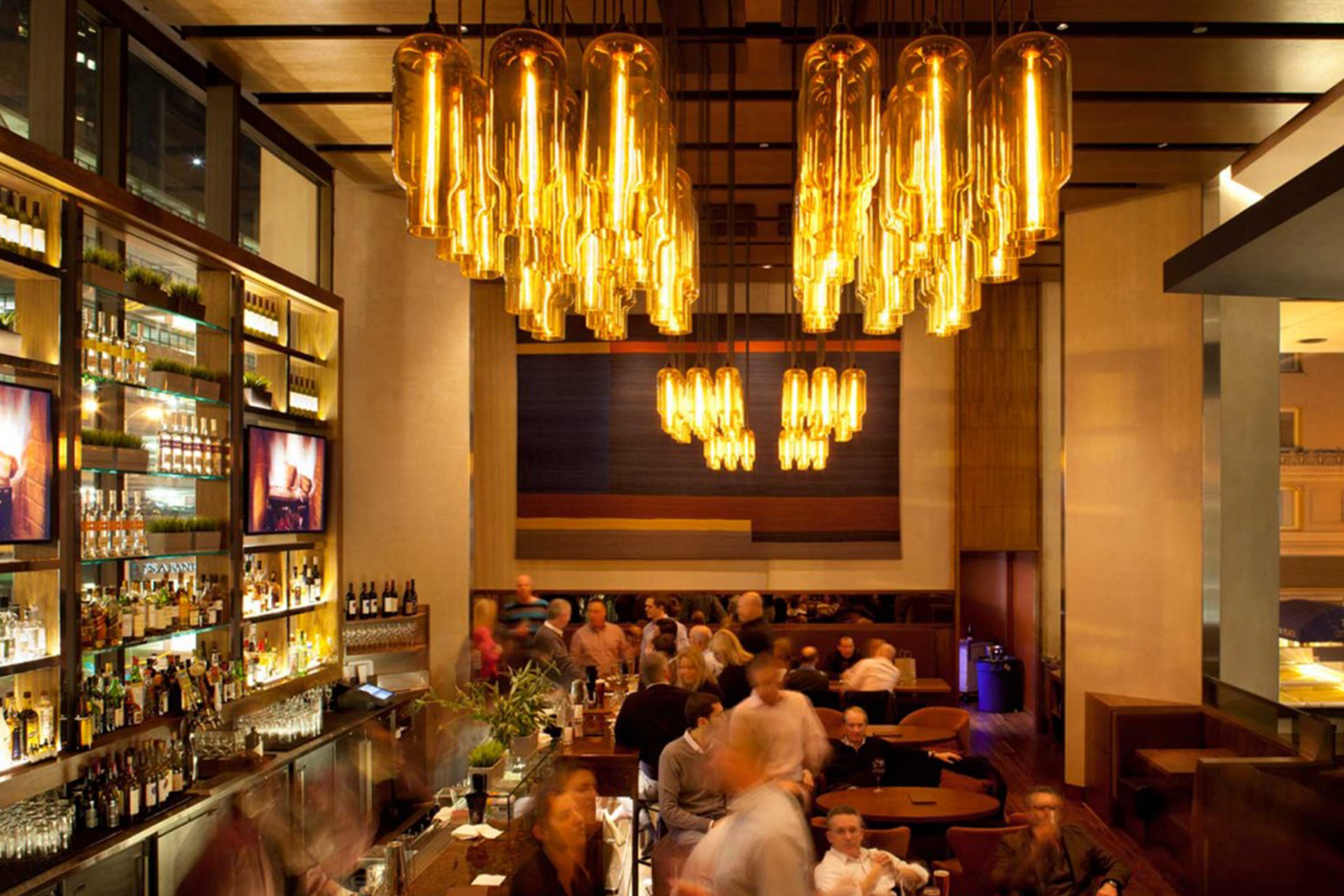 Modern Glass Bar Lighting - Pack Amber Pharos Pendant Lights