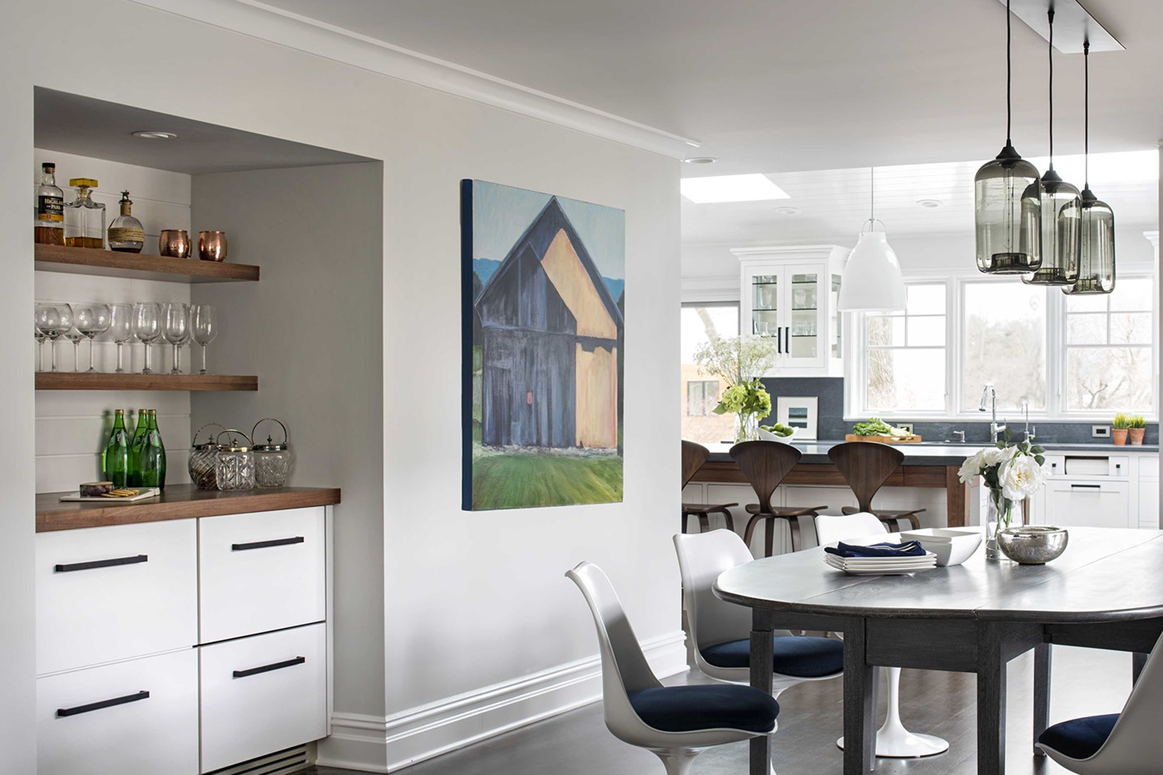 Modern Glass Dining Room Lighting - Gray Pod Pendant Lights