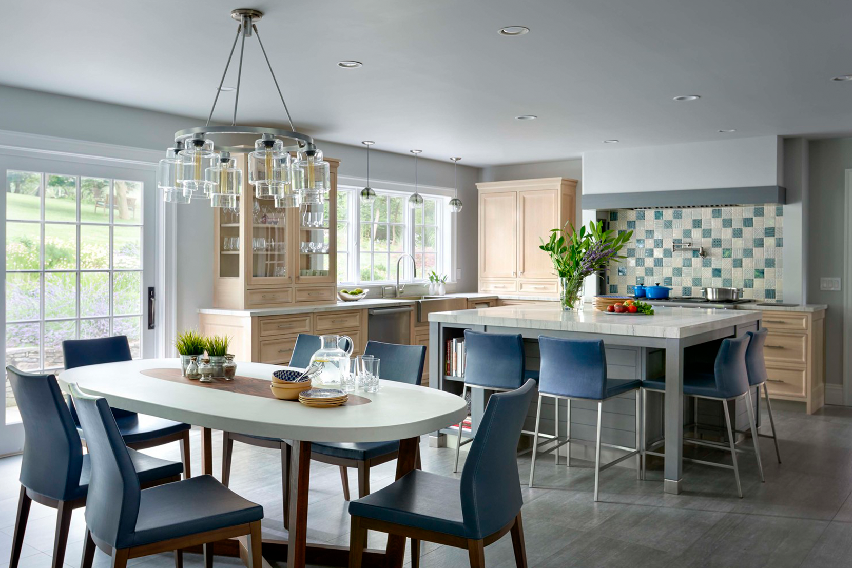 Modern Glass Dining Room Lighting - Crystal Axia Chandelier