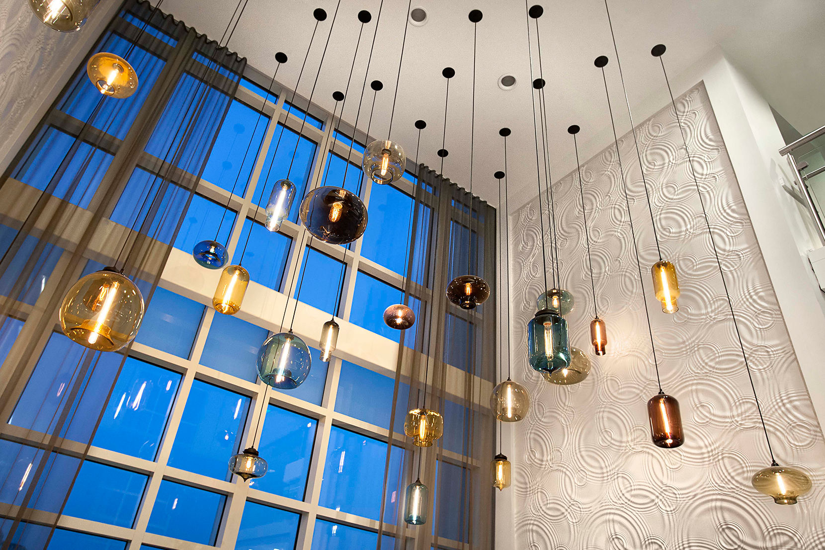 Modern Glass Restaurant Lighting - Mixed Glass Pendant Lights