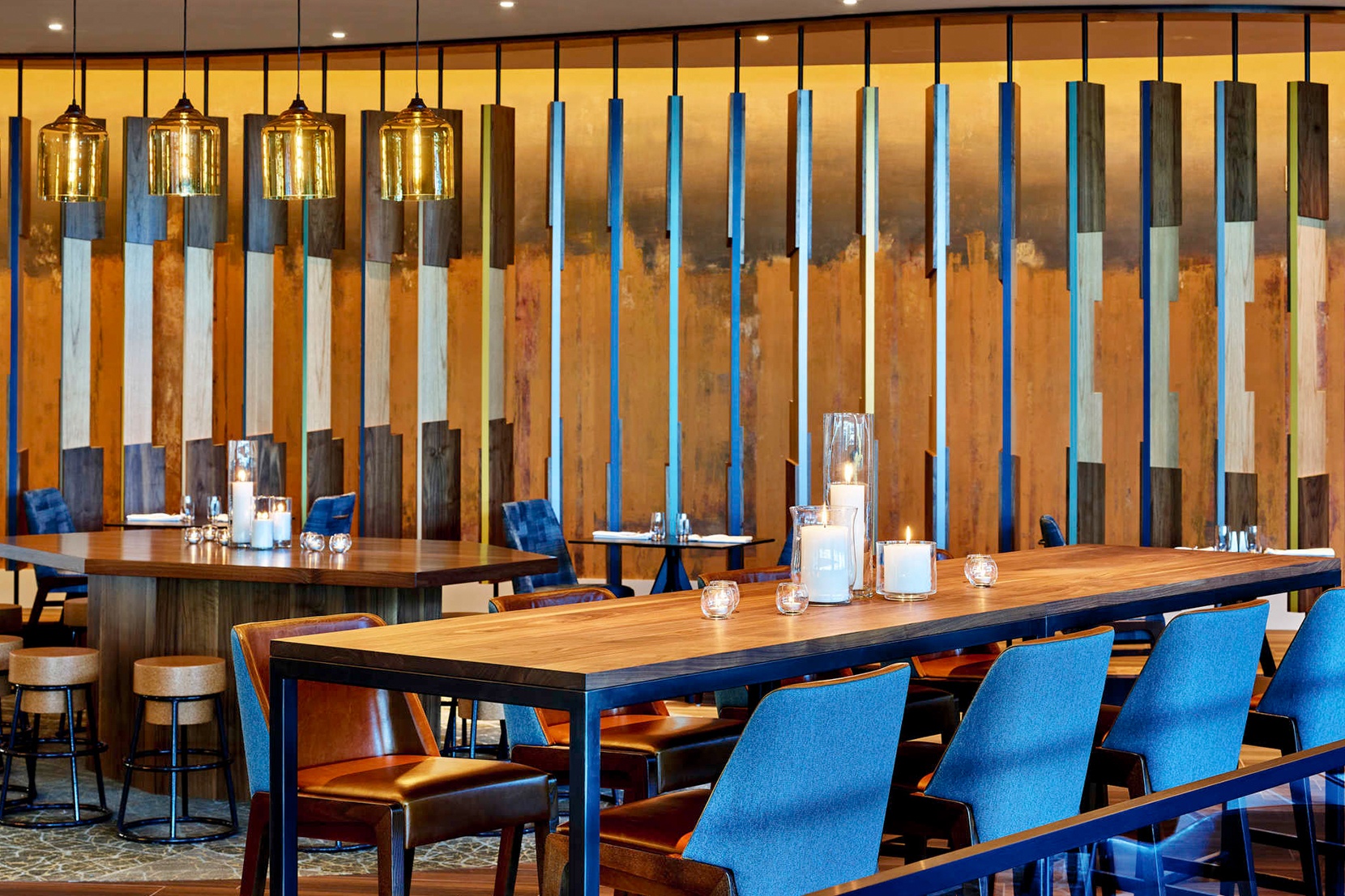 Modern Glass Restaurant Lighting - Amber Bell Jar Pendant Lights Modern Glass Restaurant Lighting - Amber Bell Jar Pendant Lights