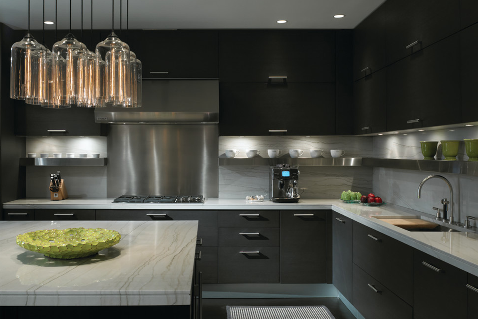 Modern black shop kitchen lights
