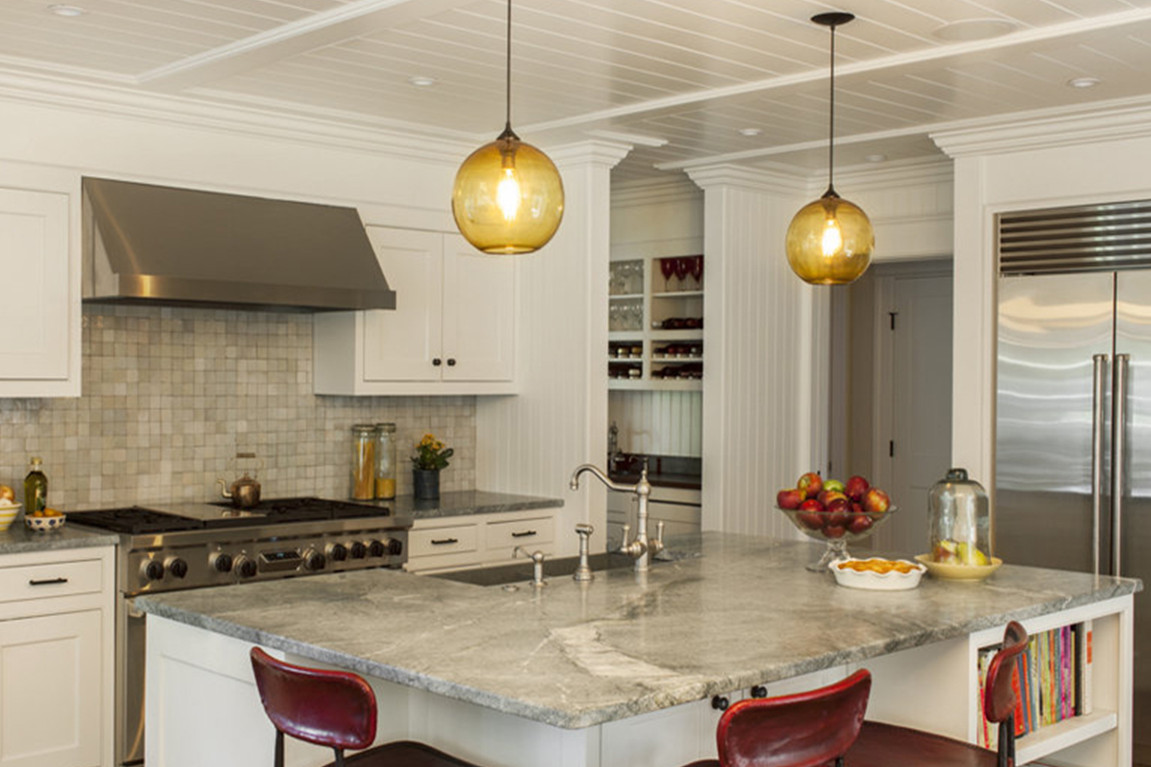 Modern Kitchen Lighting - Amber Solitaire Pendant Lights
