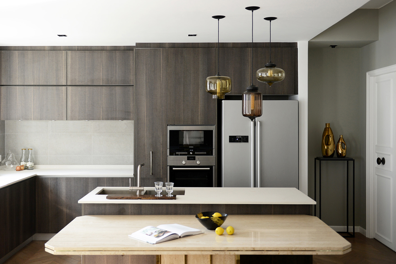 Modern Kitchen Lighting - Mixed Glass Pendant Lights
