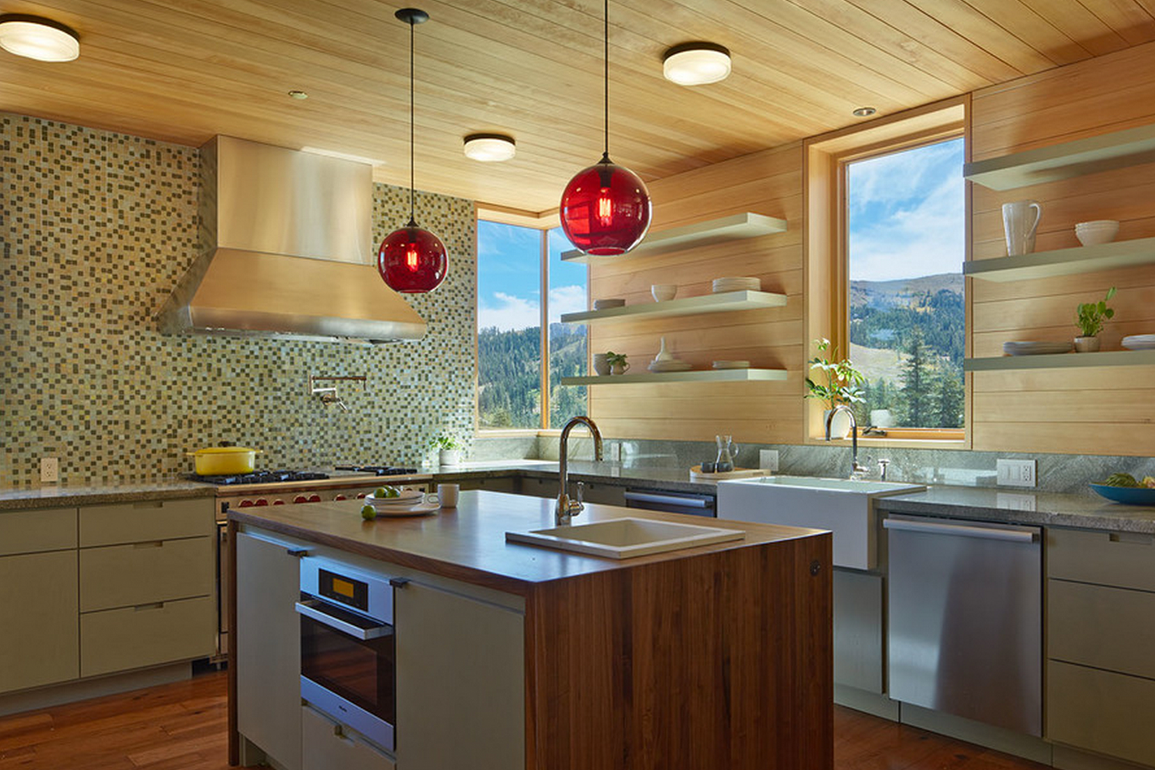 Modern Kitchen Lighting - Crimson Solitaire Pendant Lights