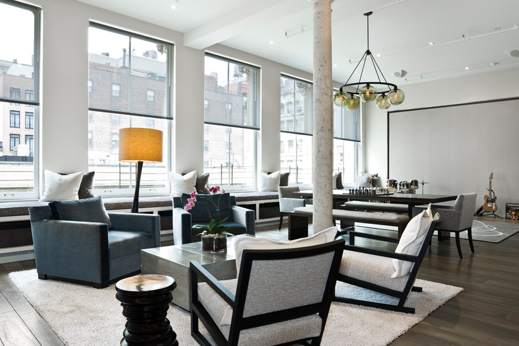 Modern Glass Living Room Lighting - Smoke Solitaire Chandelier