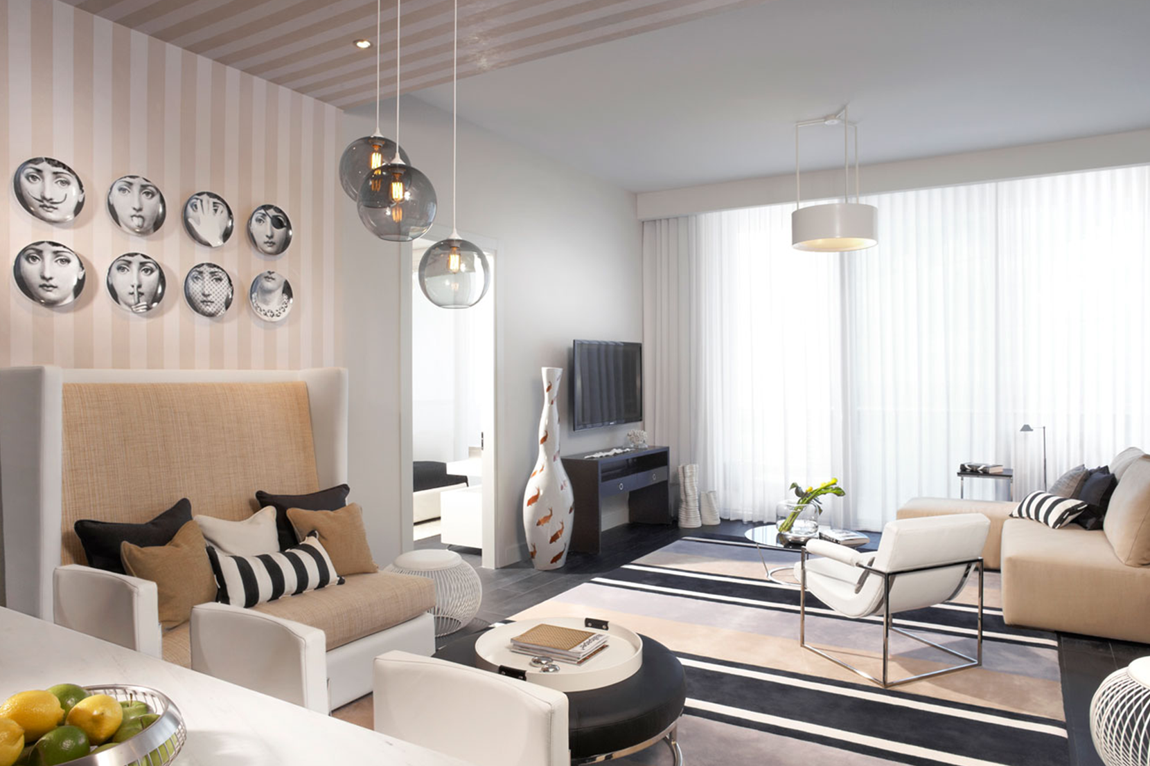 Modern Glass Living Room Lighting - Gray Solitaire Pendant Lights