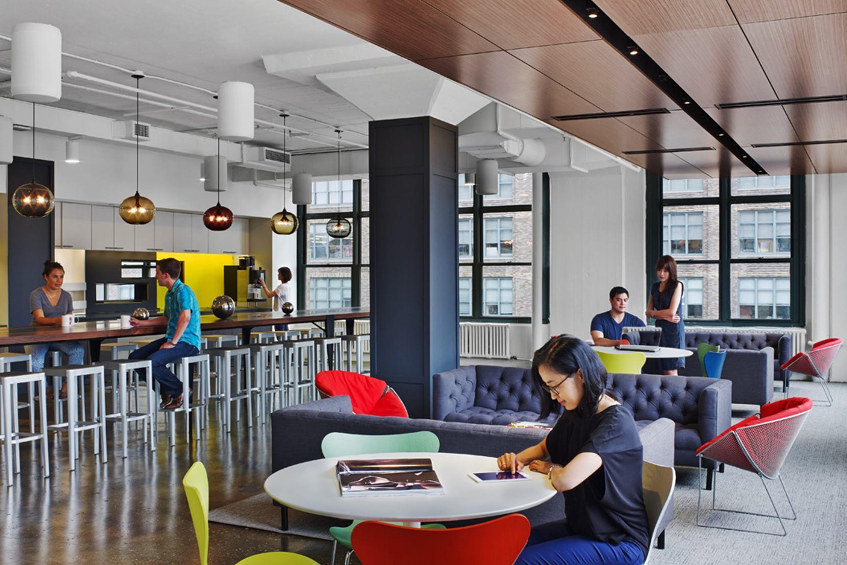 Modern Glass Office Lighting - Colored Binary Pendant Lights