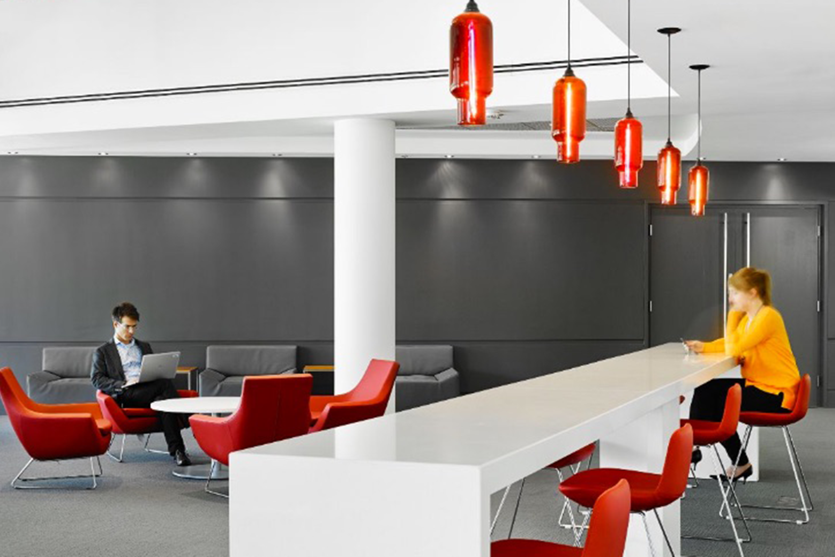 Modern Glass Office Lighting - Crimson Pharos Pendant Lights