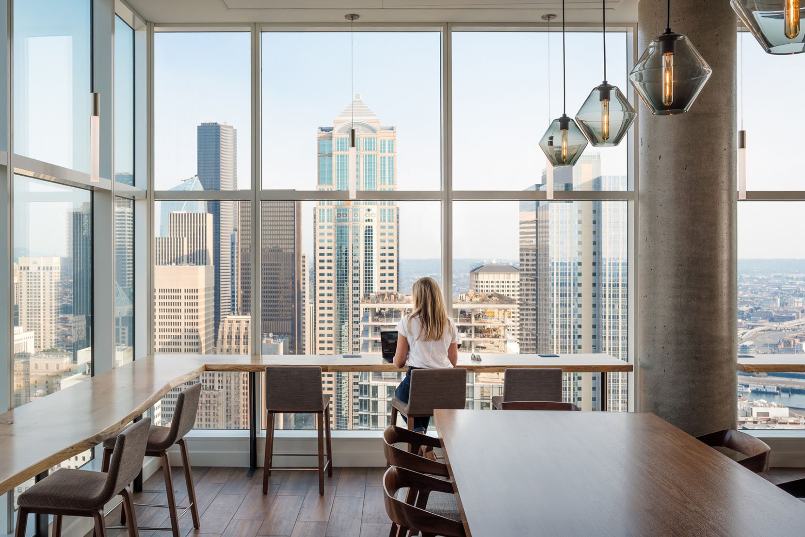 Modern Glass Office Lighting - Gray Trove Pendant Lights