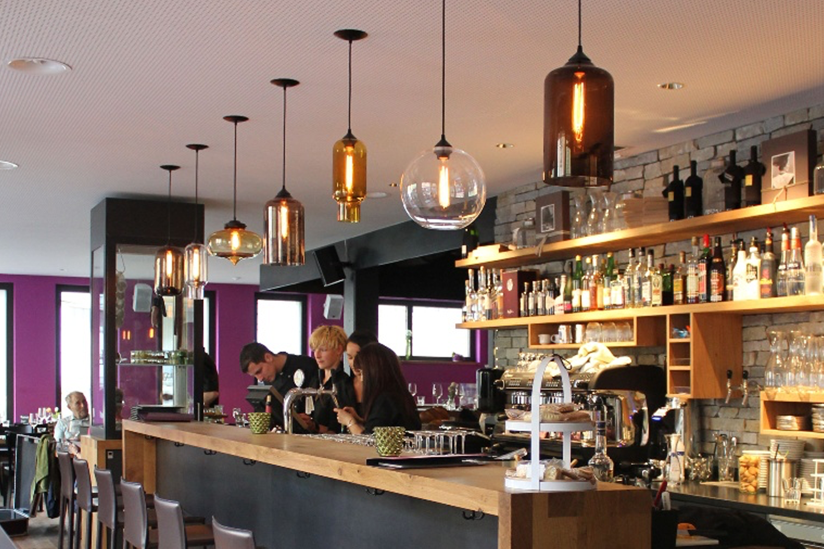 Modern Glass Restaurant Lighting - Mixed Glass Pendant Lights