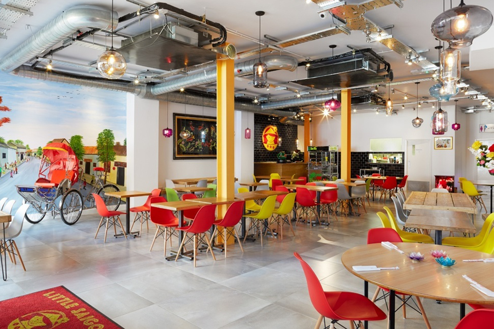 Modern Glass Restaurant Lighting - Mixed Glass Pendant Lights