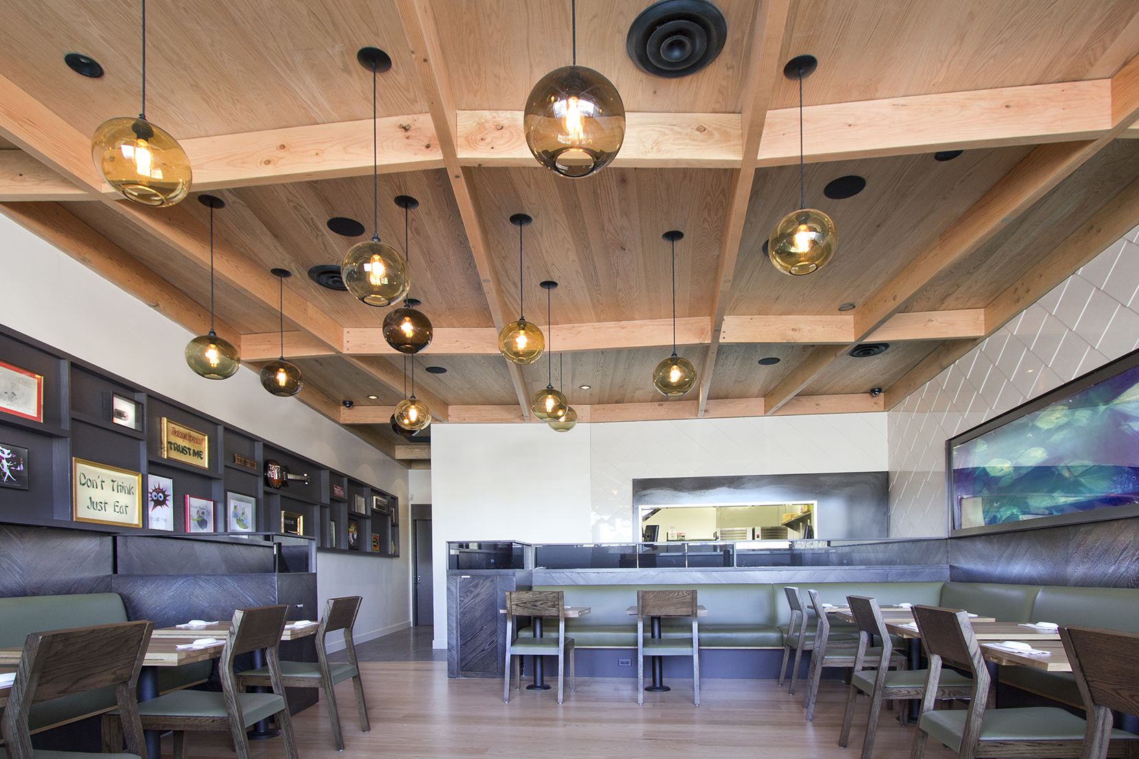 Modern Glass Restaurant Lighting - Solitaire Pendant Lights