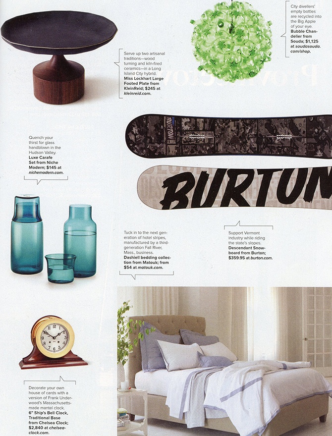 modern glass carafe inside Arrive magazine