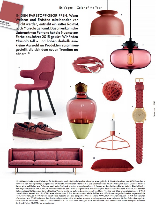 modern lighting inside Wohnrevue magazine