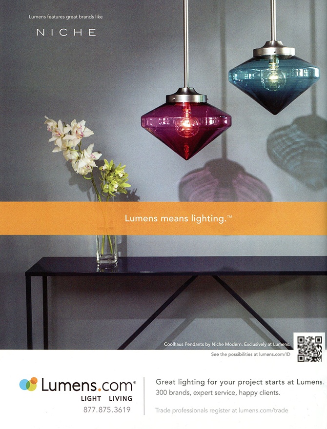 modern lighting inside Interior Design magazine