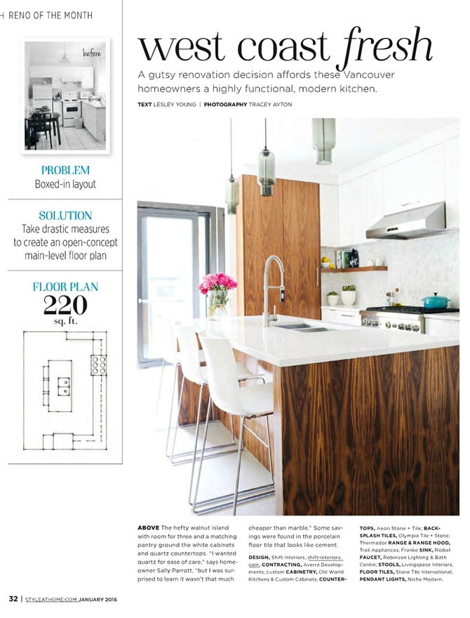 modern kitchen lighting inside Style at Home magazine