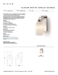 Cloche Petite Opalia Sconce Tear Sheet